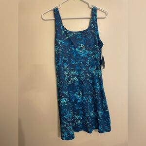 Columbia Blue Teal Tropical Tank Dress